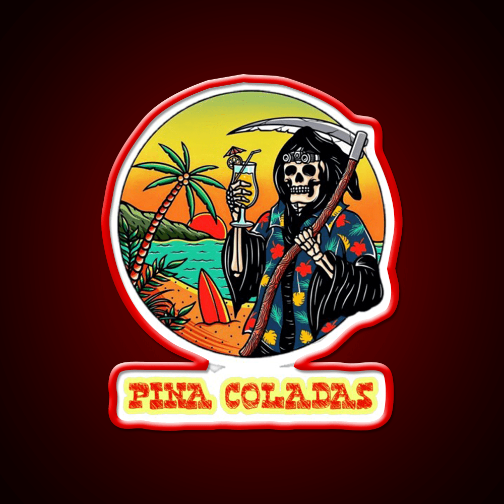 Death By Pina Coladas Cocktail Bar Decor Led Neon Sign Rgb Color - Shineneon