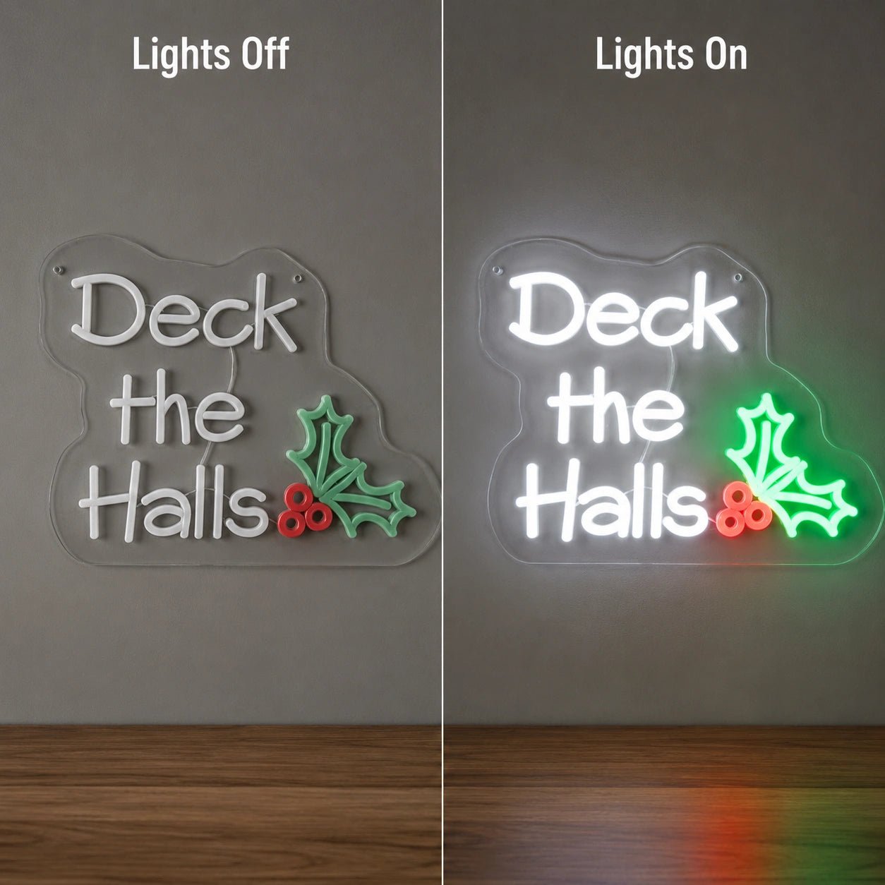 Deck The Halls Holly Leaves LED Neon Sign main product image