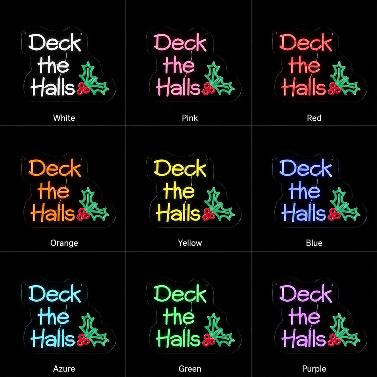 Deck The Halls Holly Leaves LED Neon Sign - Shineneon