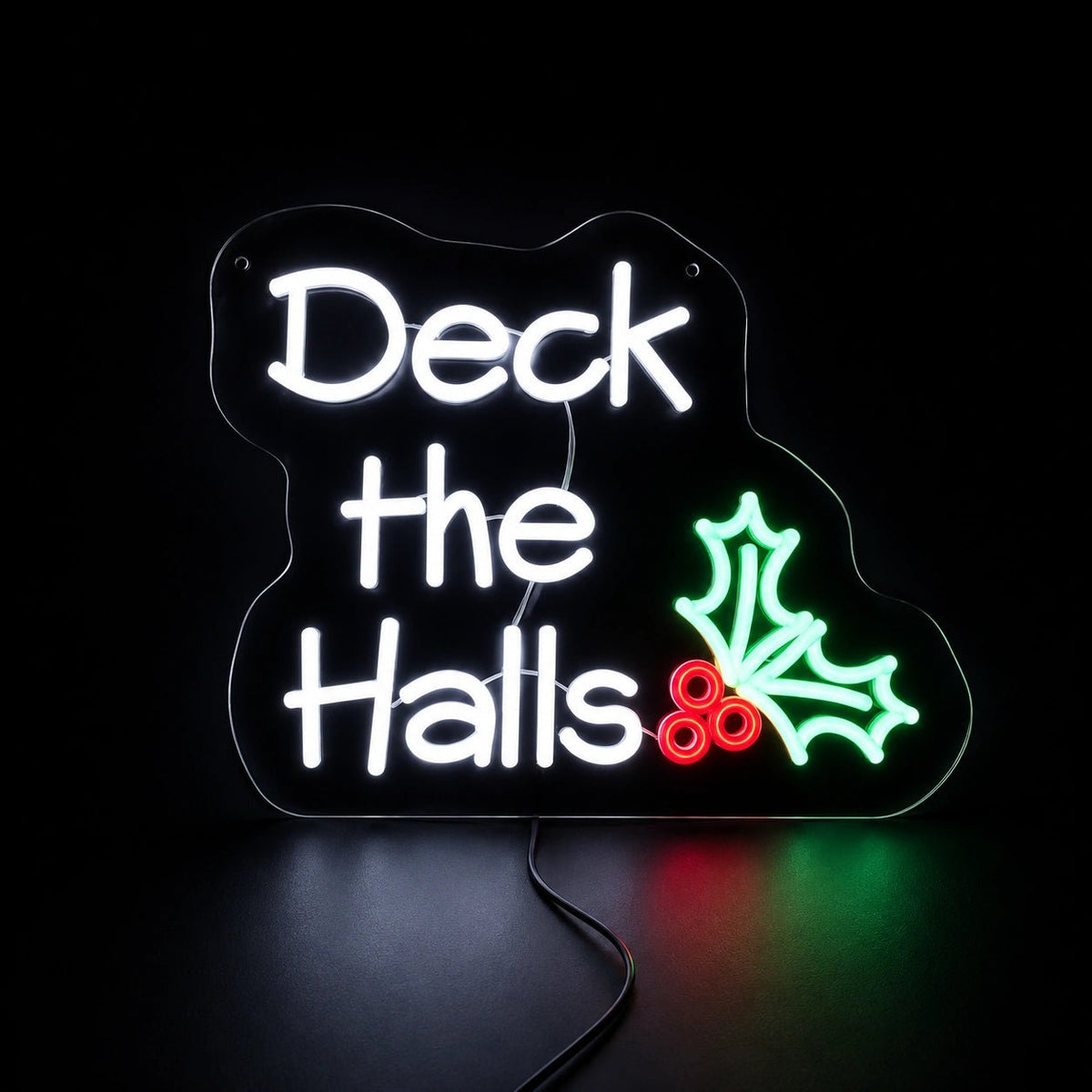 Deck The Halls Holly Leaves LED Neon Sign - Shineneon