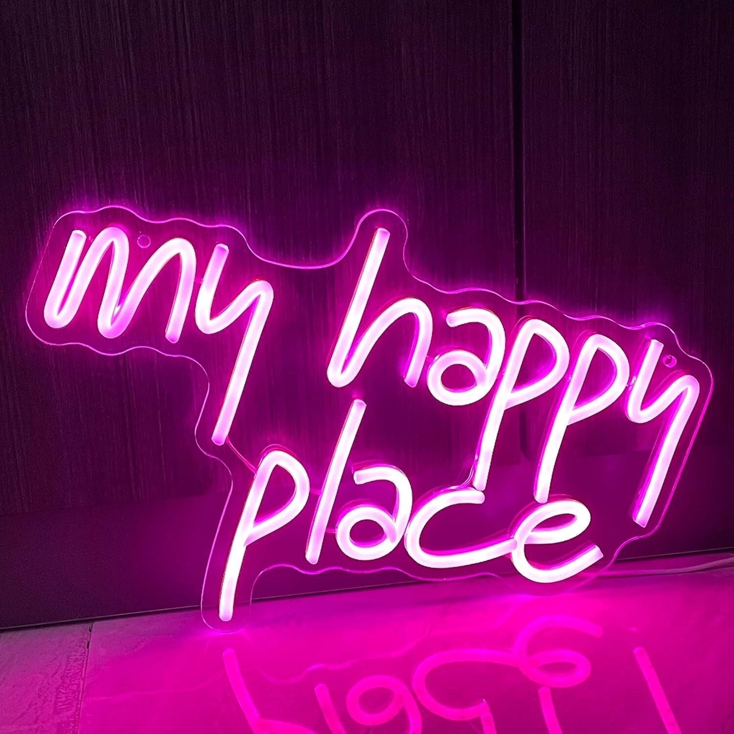 Deep Pink My Happy Place Neon Sign For Weddings Parties | Shineneon