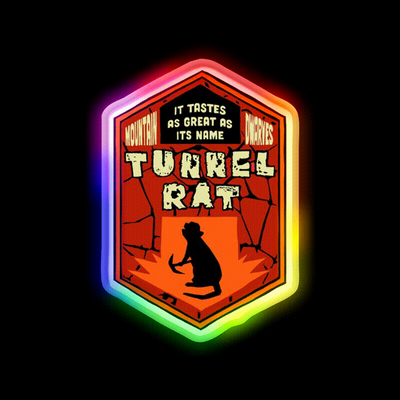 Deep Rock Galactic Tunnel Rat Logo Beer Bar Decor Led Neon Sign Rgb Color - LED neon sign close-up detail