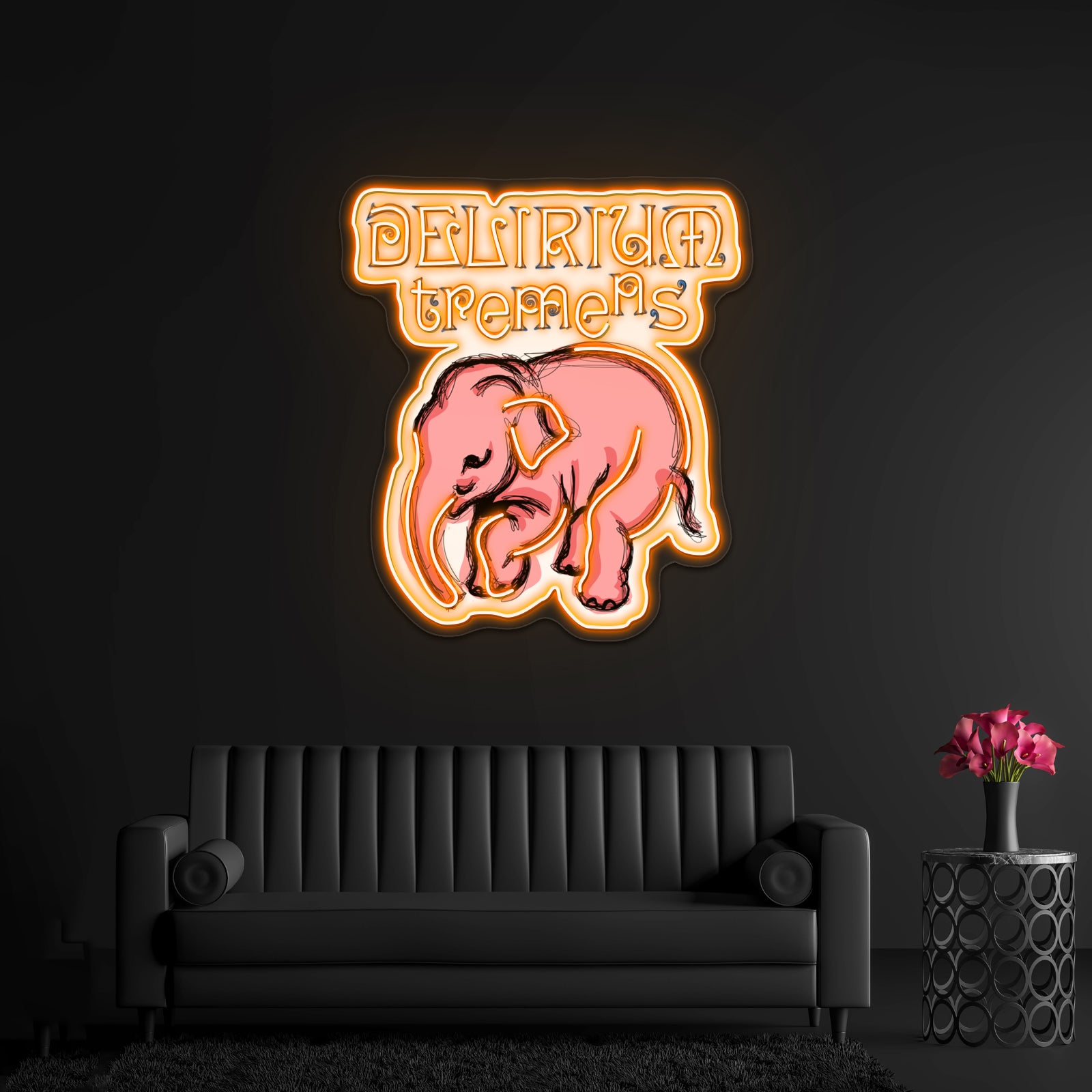 Delirium Pink Elephant Pop Artwork Affordable Custom Neon Signs