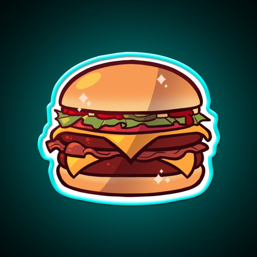 Deluxe Burger Fast Food Led Neon Sign For Burger Place Rgb Color