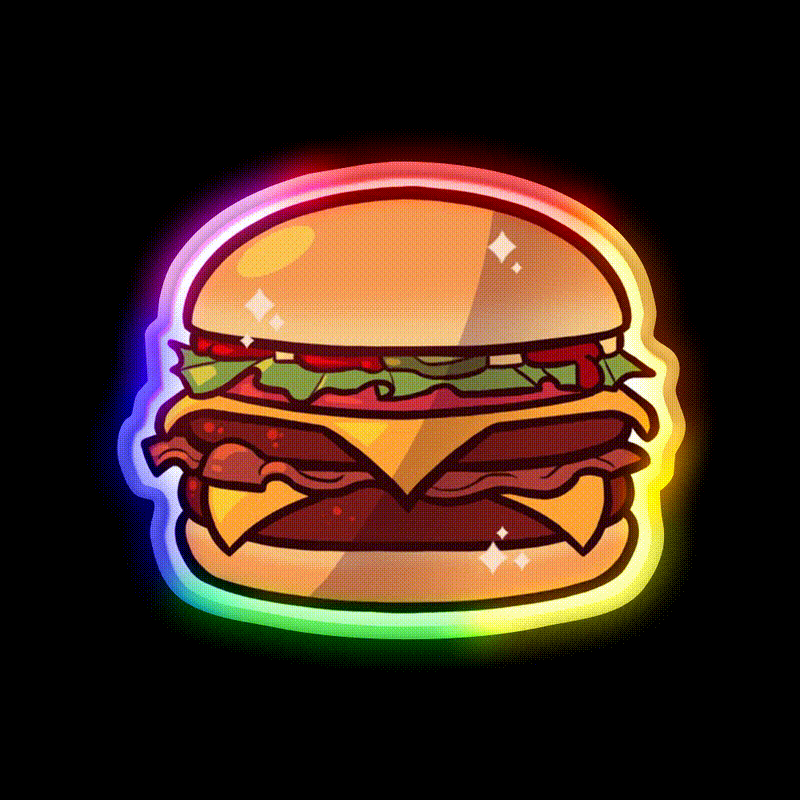 Deluxe Burger Fast Food Led Neon Sign For Burger Place Rgb Color