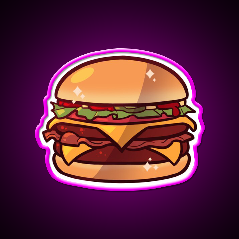 Deluxe Burger Fast Food Led Neon Sign For Burger Place Rgb Color