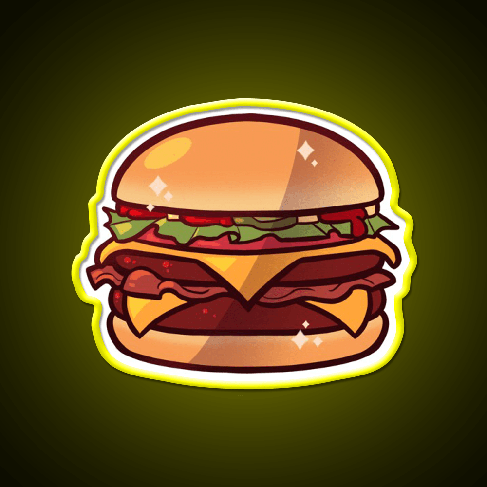 Deluxe Burger Fast Food Led Neon Sign For Burger Place Rgb Color - Shineneon