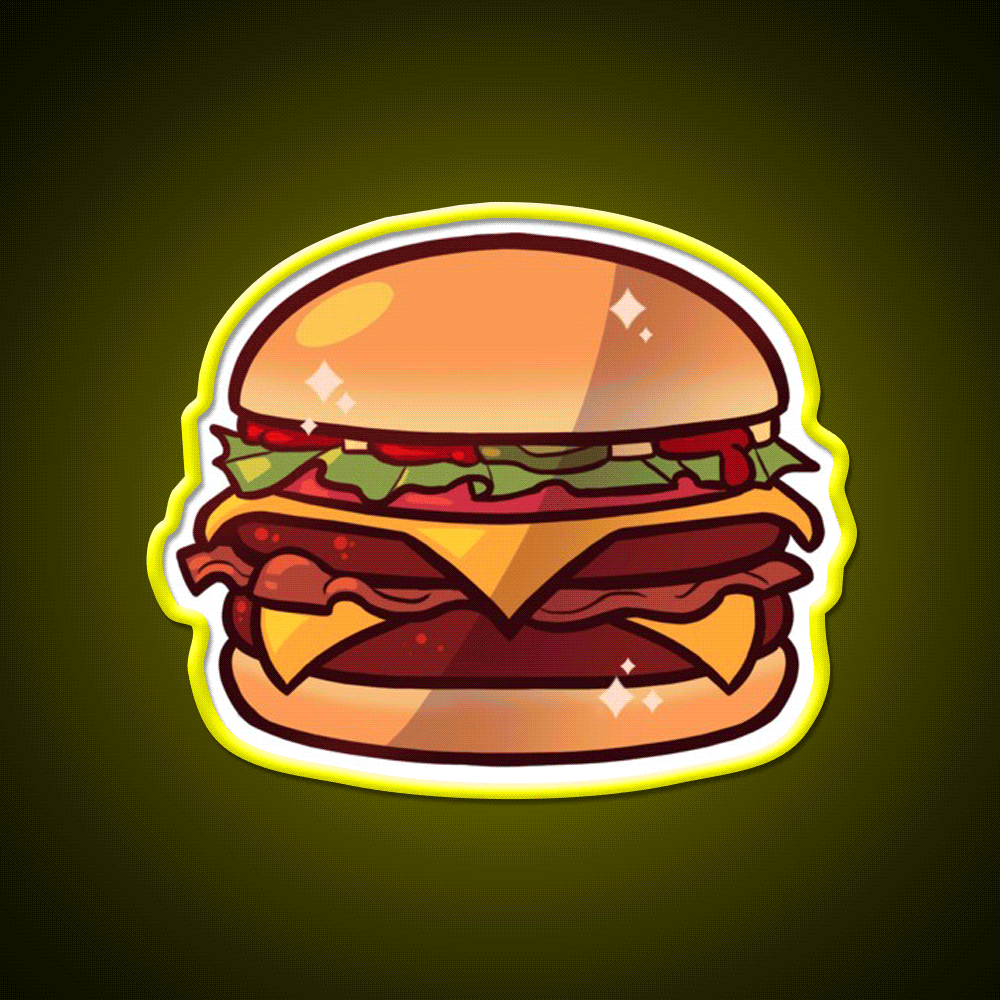 Deluxe Burger Fast Food Led Neon Sign For Burger Place Rgb Color