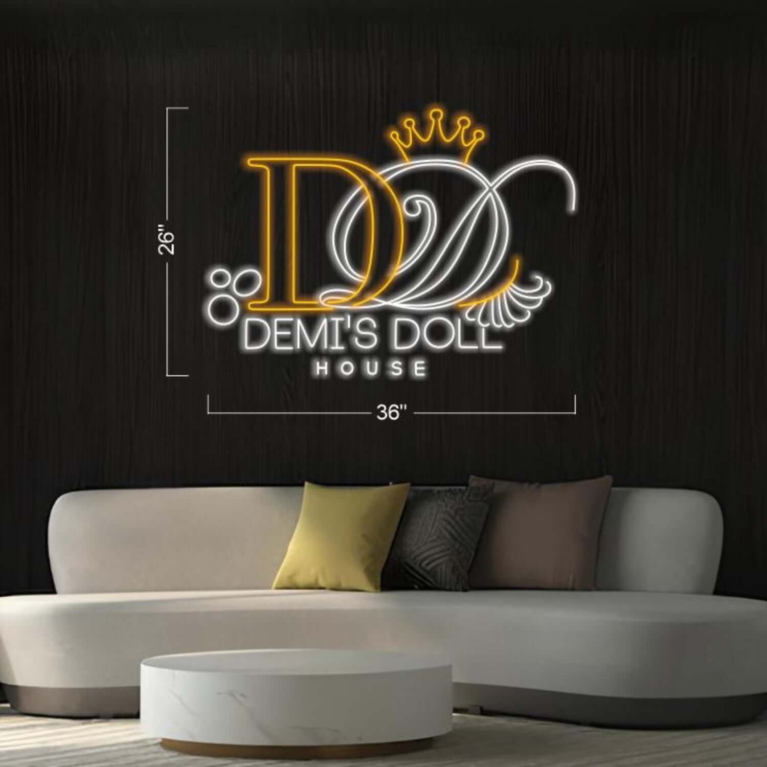 Demis Doll House Crown And Yellow-White Led Neon Sign For Indoor Décor | Shineneon