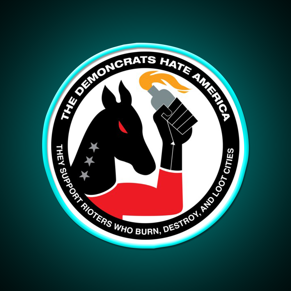 Democrats Hate America Cocktail Bar Decor Led Neon Sign Rgb Color - Size and dimension reference