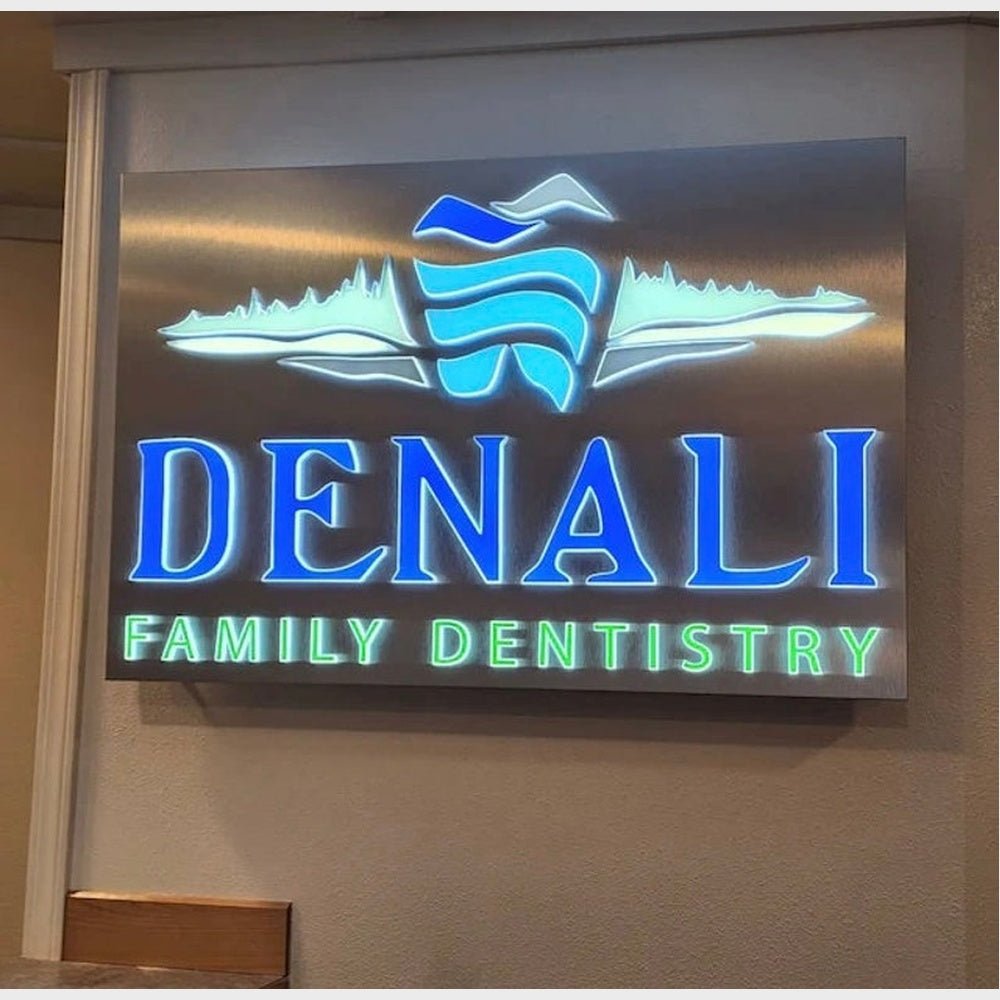 Denali Family Dentistry With Teeth Logo 3D Frontlit And Backlit Channel Letter Led Light Sign - Shineneon