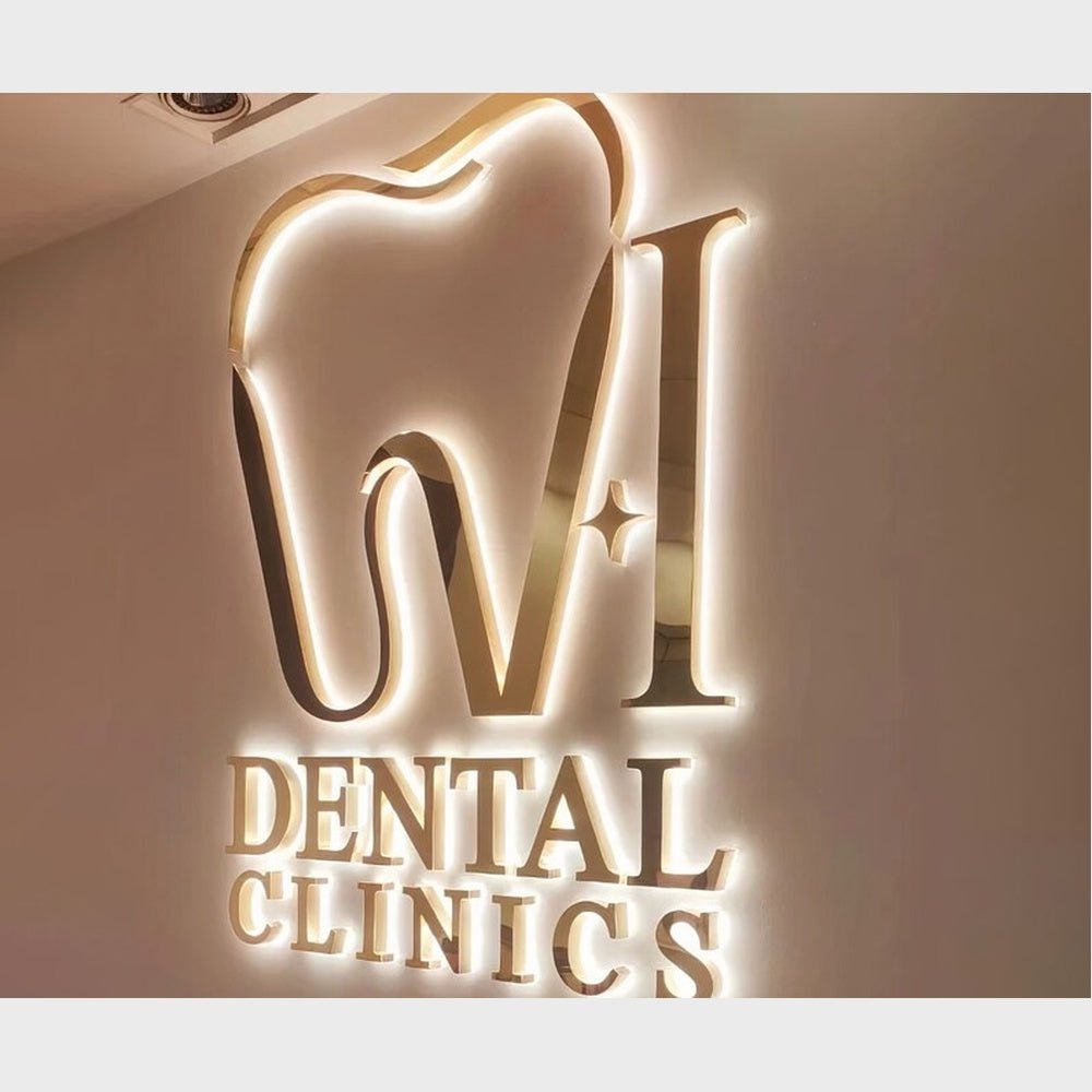 Dental Clinic With Teeth Logo 3D Backlit Channel Letters Led Light Sign - Shineneon
