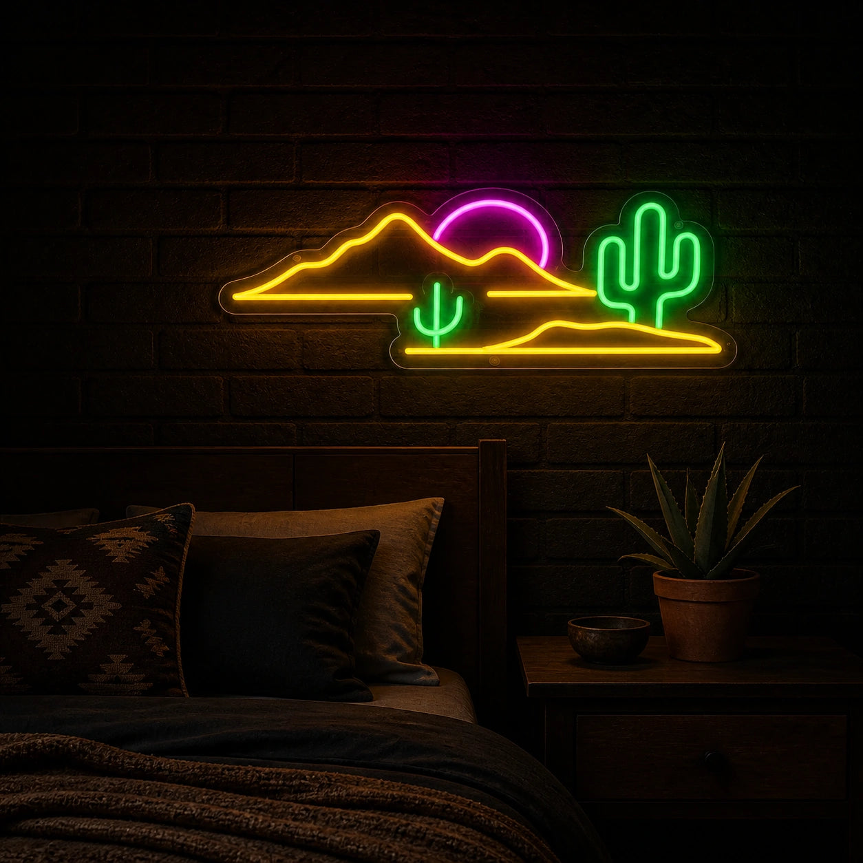 Desert Cactus Bedroom Vintage LED Neon Sign high-converting product image