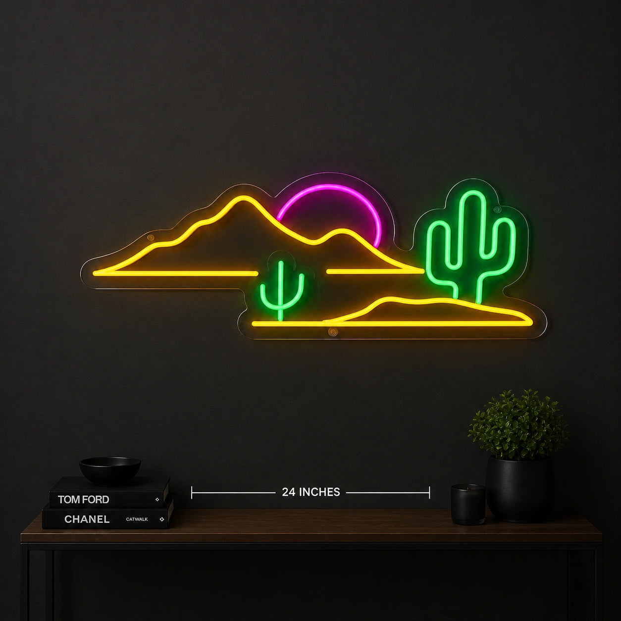 Desert Cactus Bedroom Vintage LED Neon Sign size image