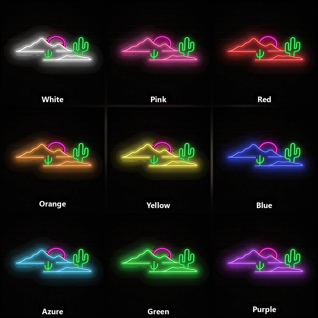 Desert Cactus Bedroom Vintage LED Neon Sign color grid