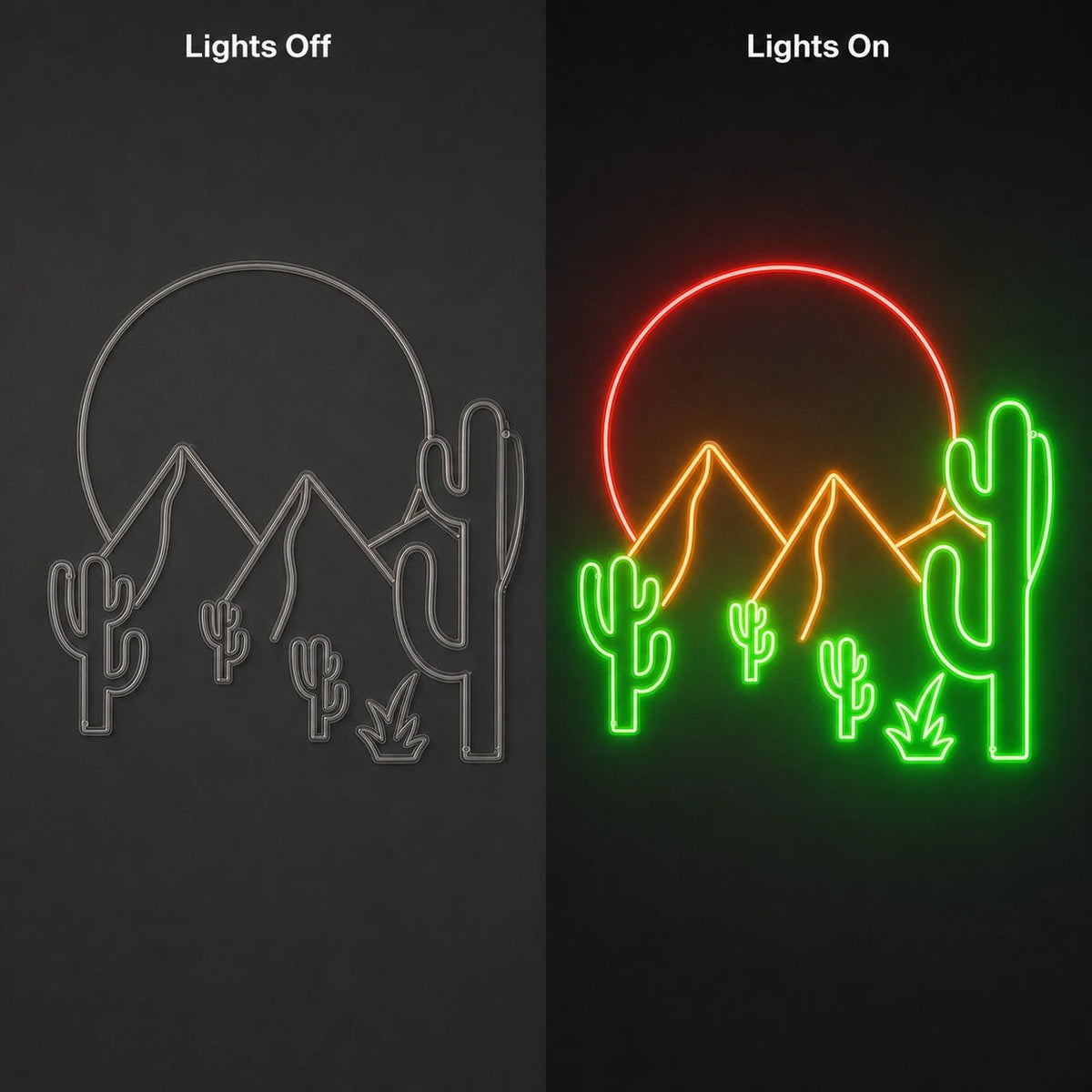Desert Mountains Sun And Cactus LED Neon Sign Garage Neon Sign - Shineneon