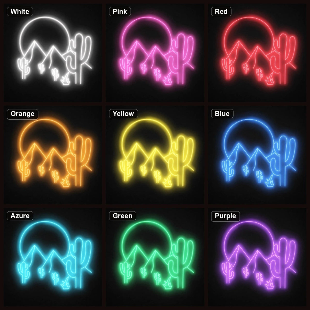 Desert Mountains Sun And Cactus LED Neon Sign Man Cave Neon Sign - Shineneon