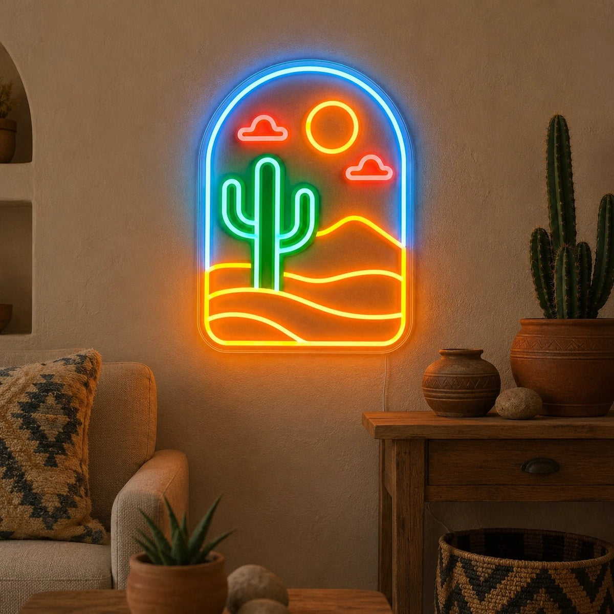 Desert Sun Cactus LED Neon Sign - Shineneon