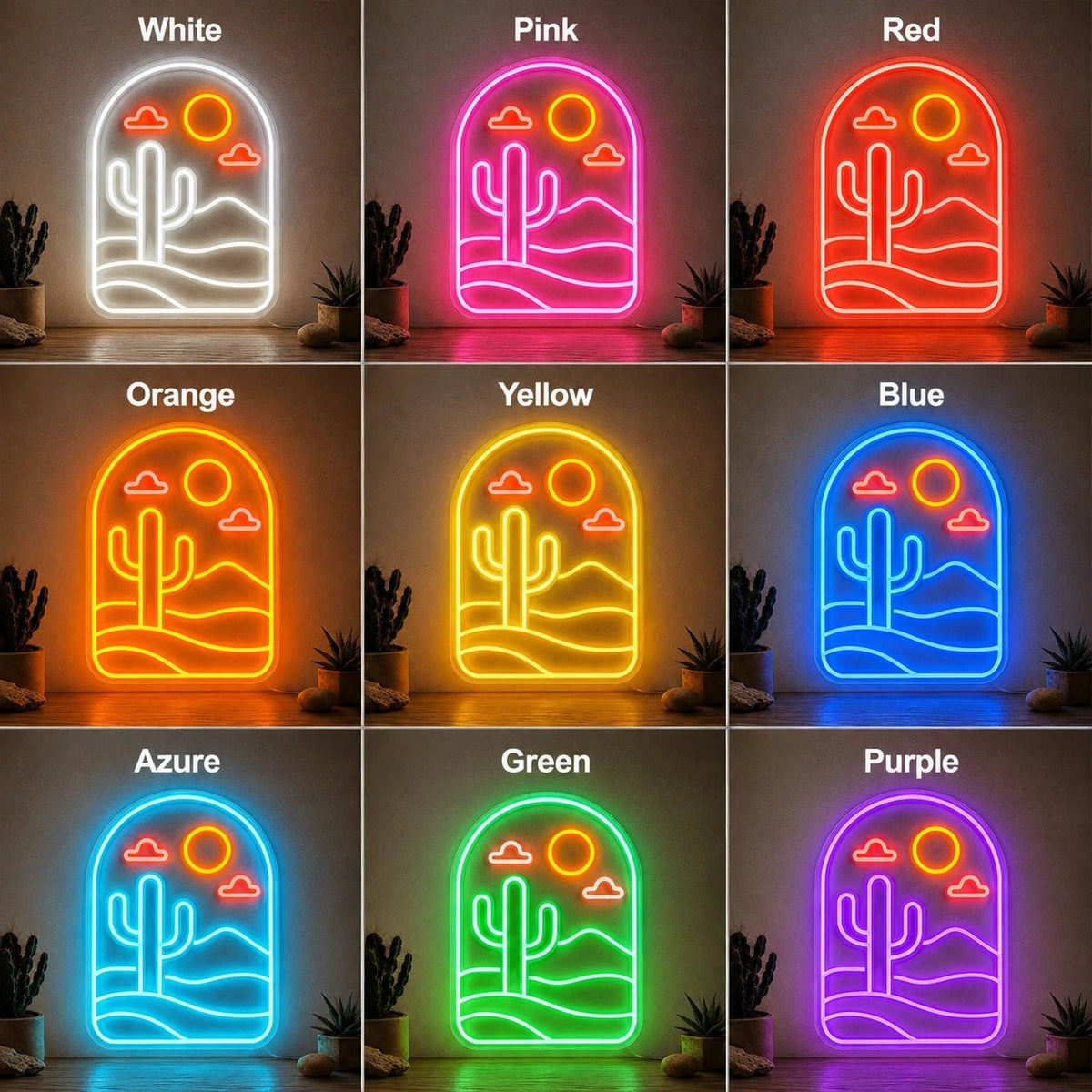 Desert Sun Cactus LED Neon Sign - Shineneon