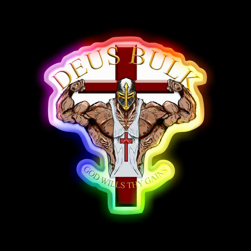 Deus Bulk God Wills Thy Gains Gym Fitness Led Neon Sign Rgb Color
