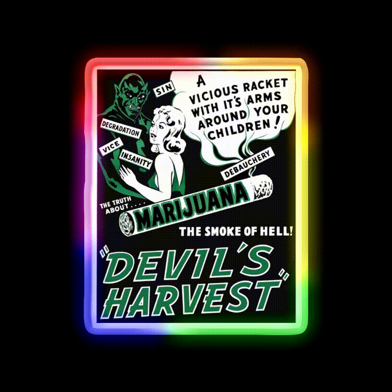 Devils Harvest Hemp Inspired Green Leaf Led Neon Sign Rgb Color - LED neon sign close-up detail