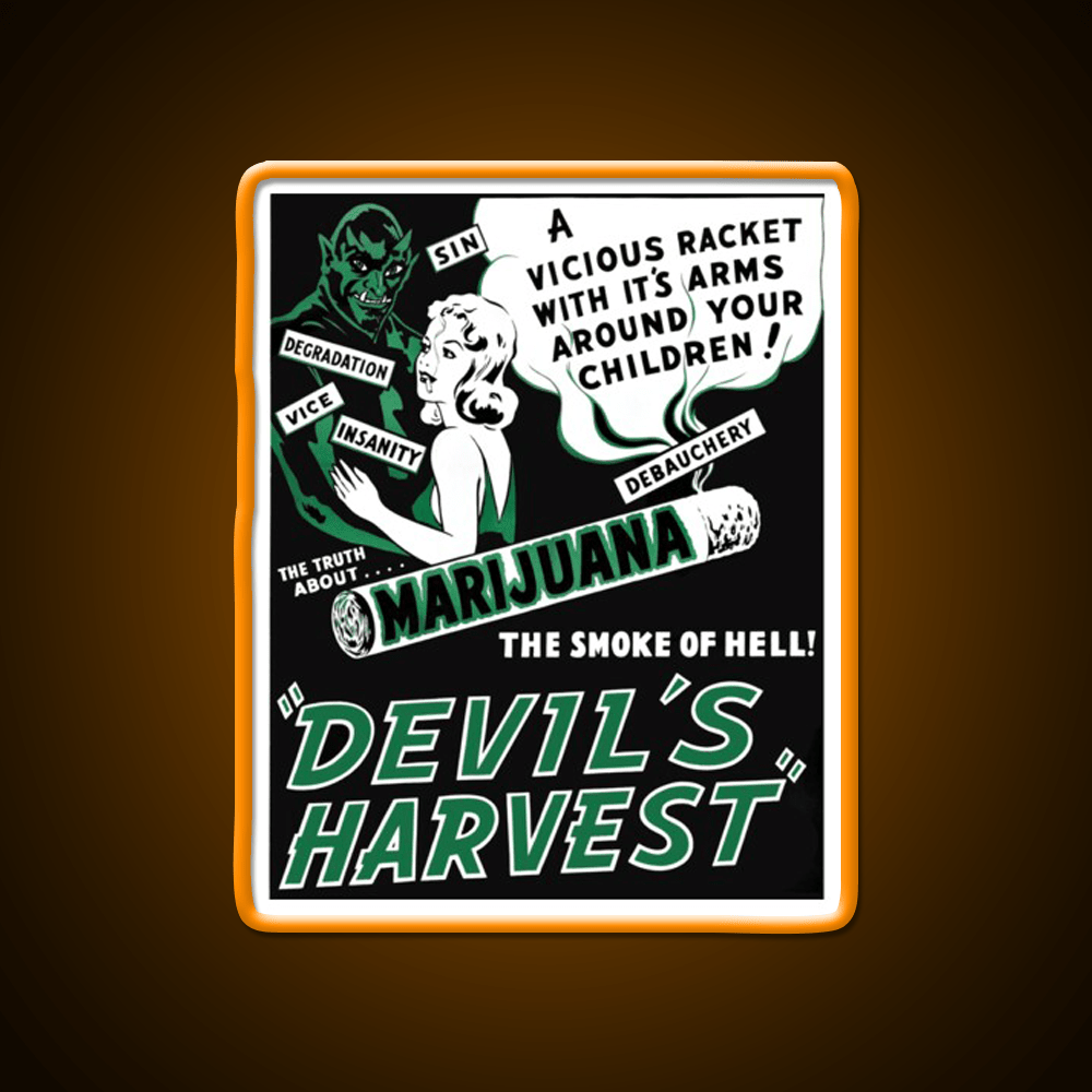 Devils Harvest Hemp Inspired Green Leaf Led Neon Sign Rgb Color - Shineneon