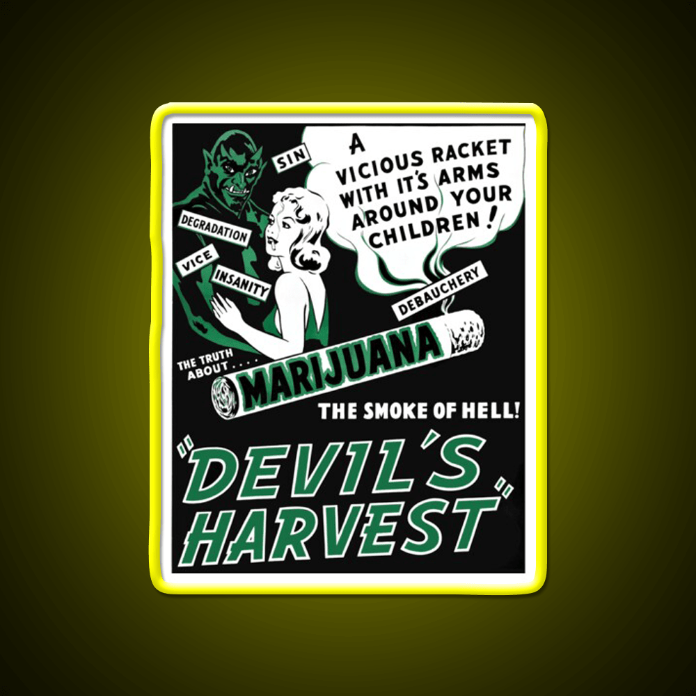 Devils Harvest Hemp Inspired Green Leaf Led Neon Sign Rgb Color - Shineneon