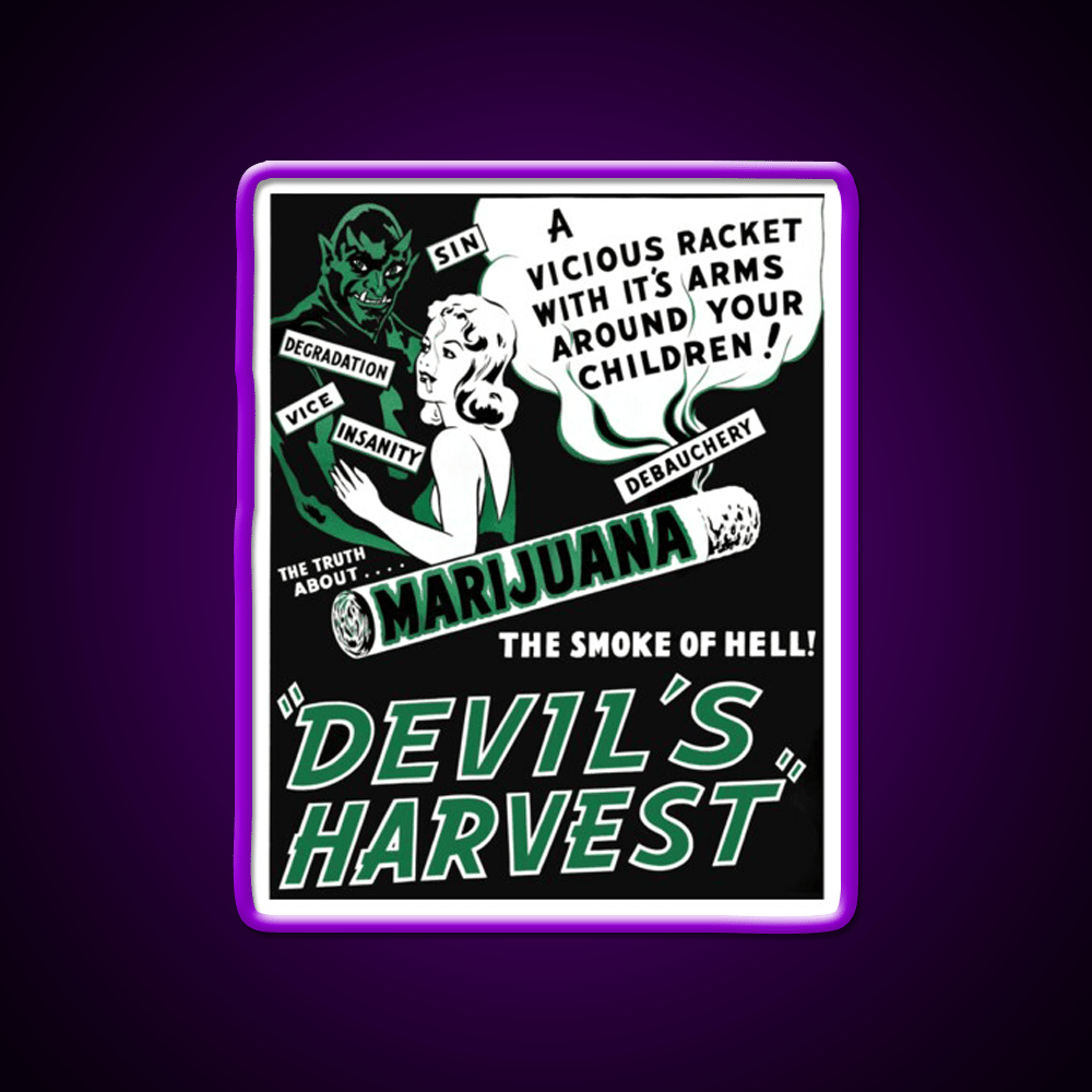 Devils Harvest Hemp Inspired Green Leaf Led Neon Sign Rgb Color - Shineneon
