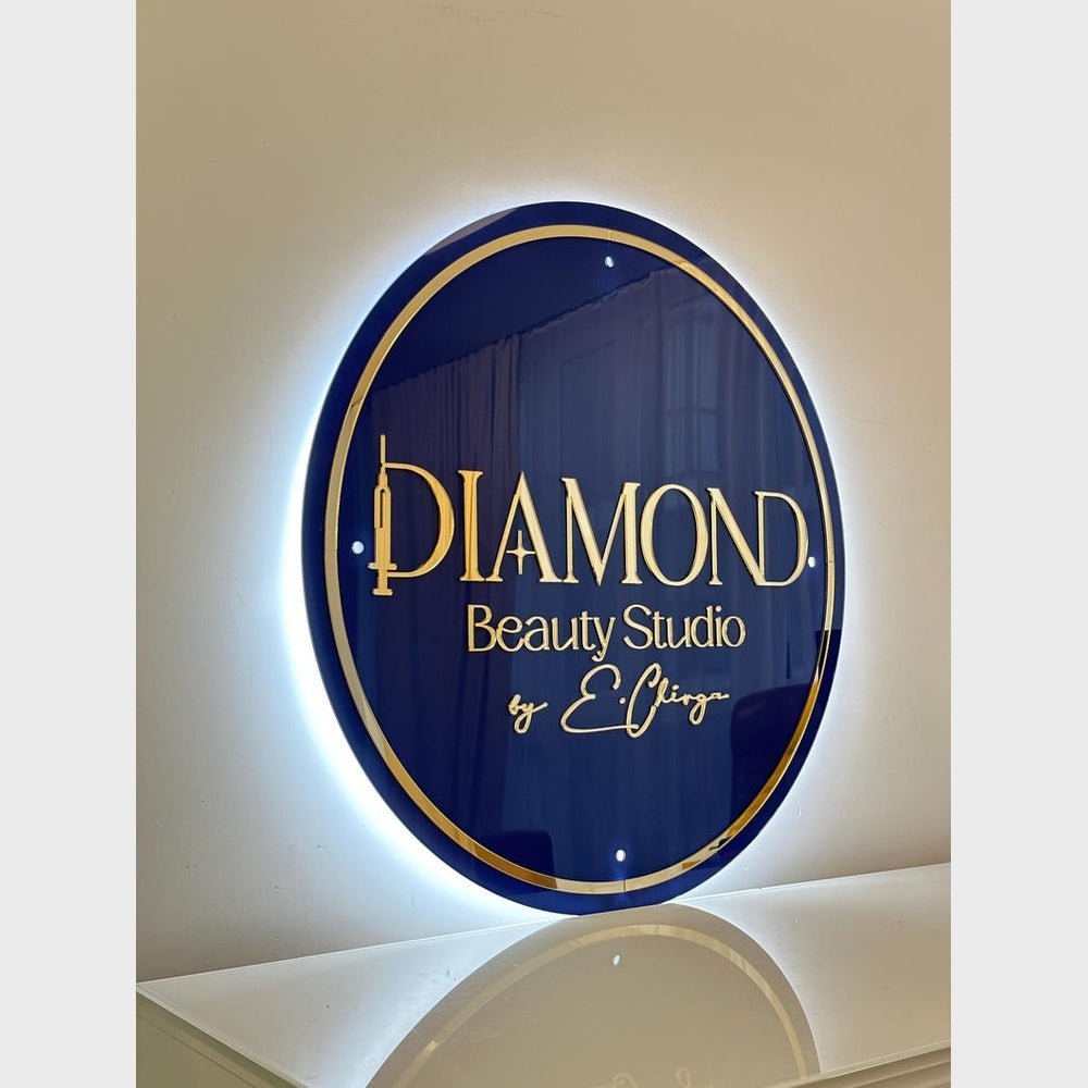 Diamond Beauty Studio Acrylic Business Logo Sign - Shineneon
