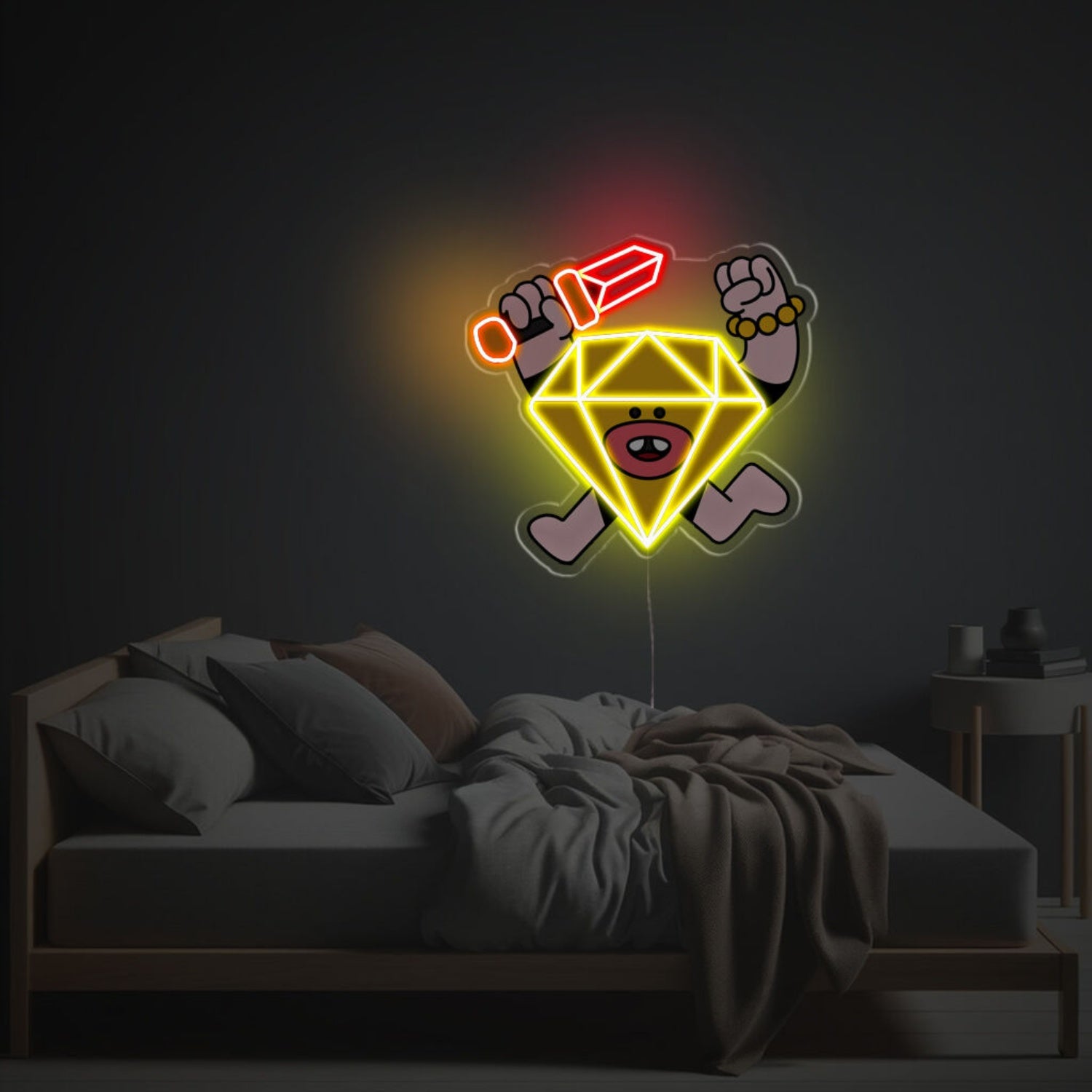 Diamond Boy Holding Sword Led Neon Acrylic Artwork | Shineneon