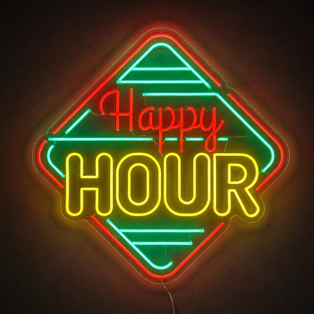 Diamond Happy Hour Neon Sign LED Neon Sign high-converting product image