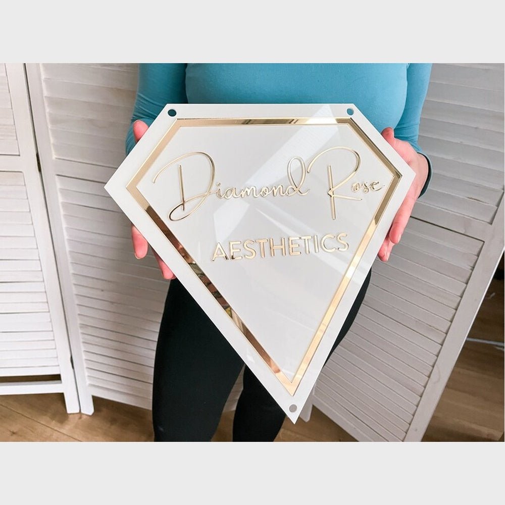 Diamond Rose Aesthetics Acrylic Business Logo Sign - Shineneon