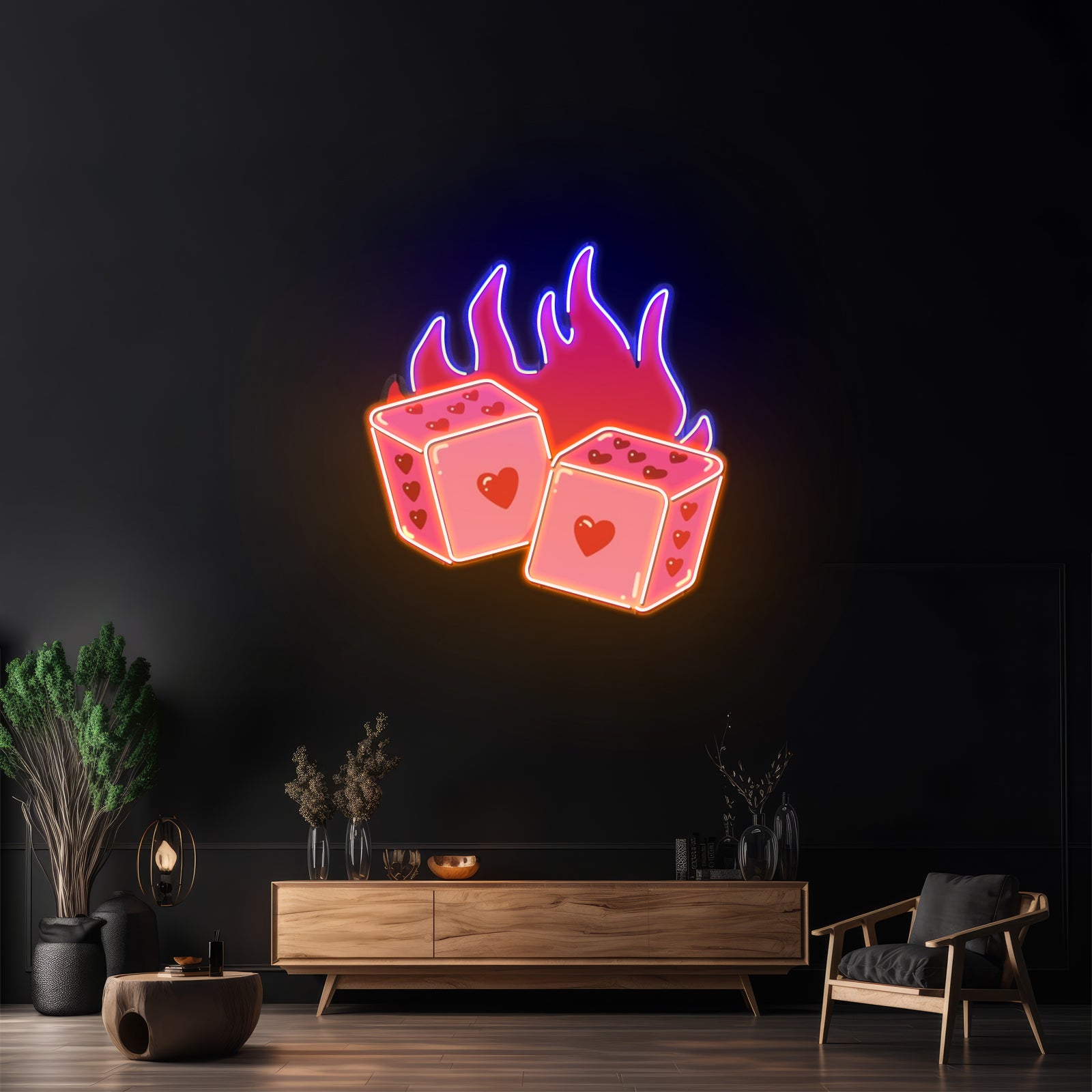 Dice Love Led Neon Acrylic Artwork