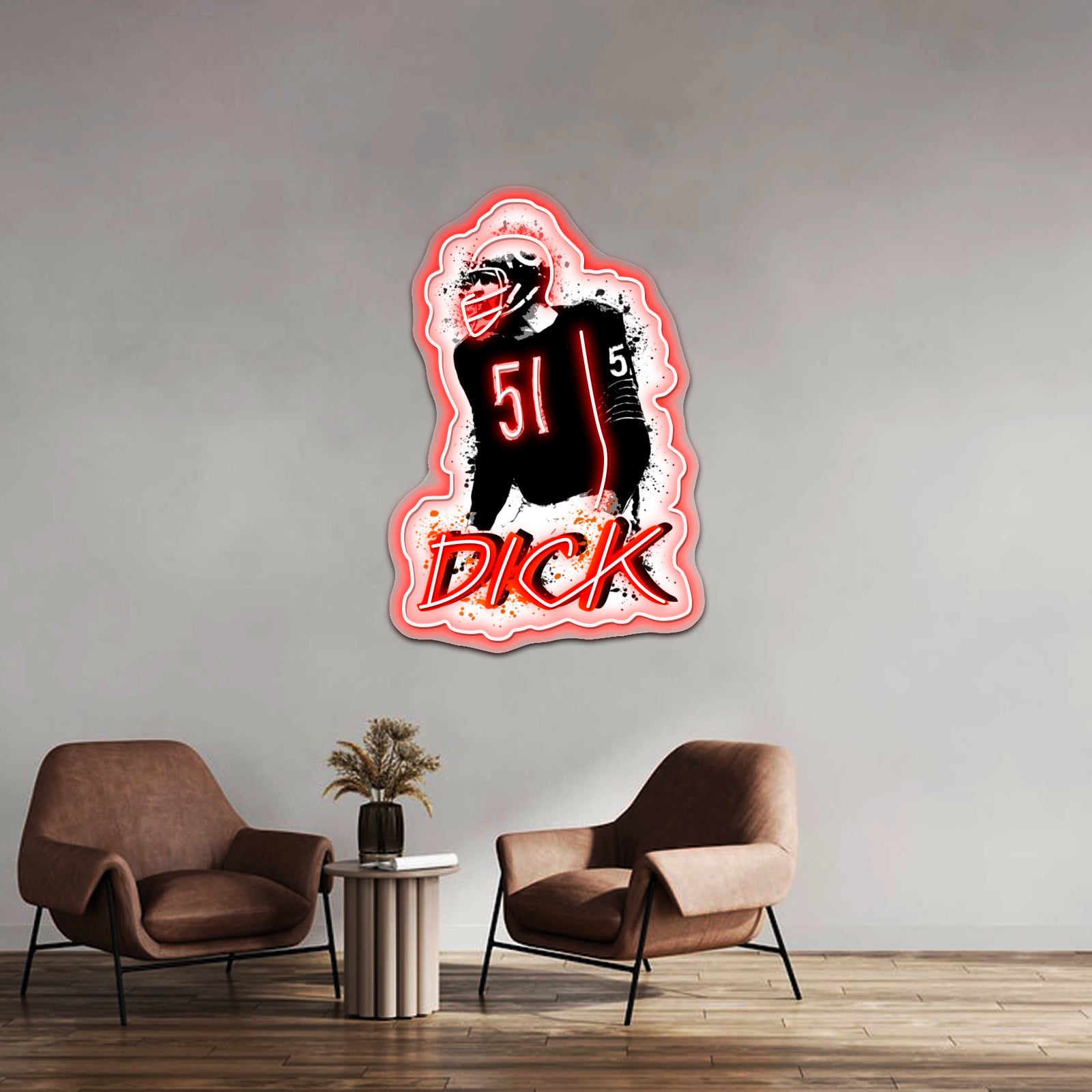 Dick Butkus Artwork Affordable Custom Neon Signs - Custom LED neon sign front view