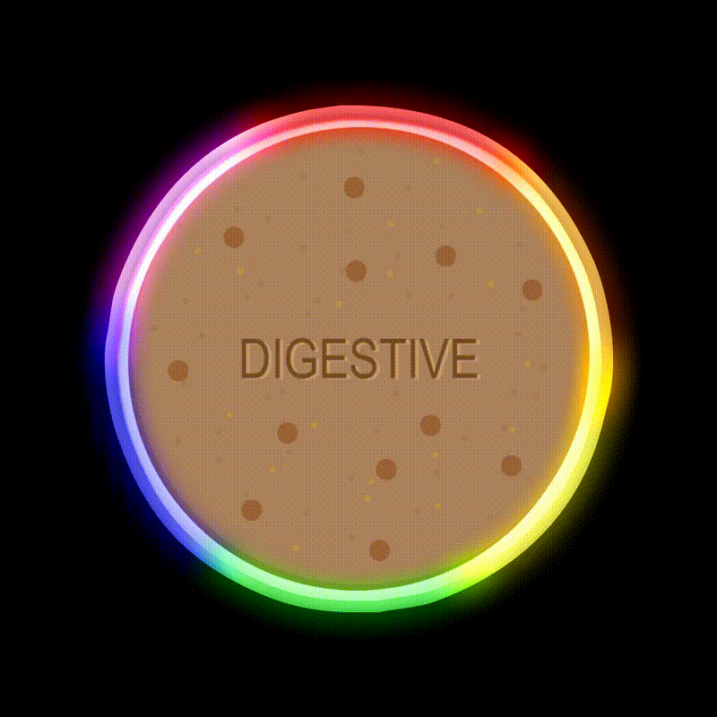 Digestive Biscuit Snack Food Led Neon Sign Rgb Color - LED neon sign close-up detail