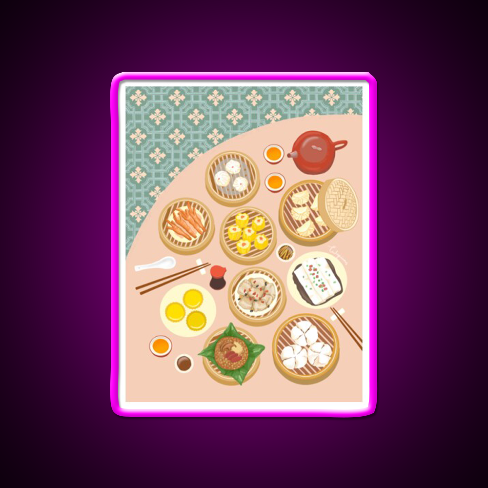 Dim Sum Led Neon Sign Chinese Food Wall Decor Rgb Color