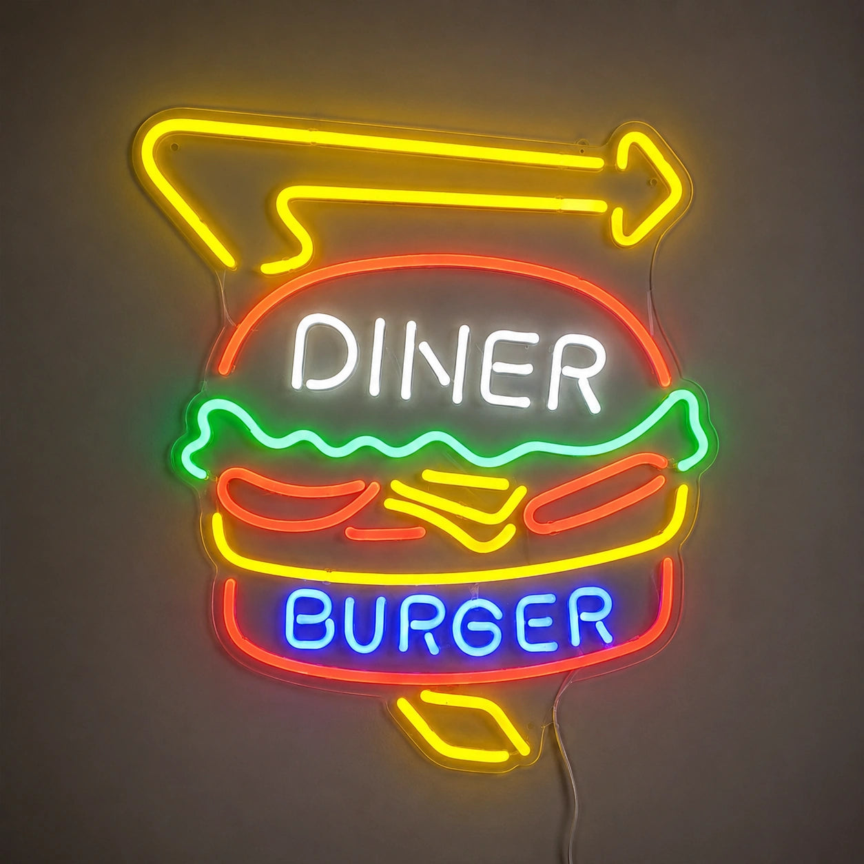 Diner Burger Arrow Neon Sign LED Neon Sign main product image