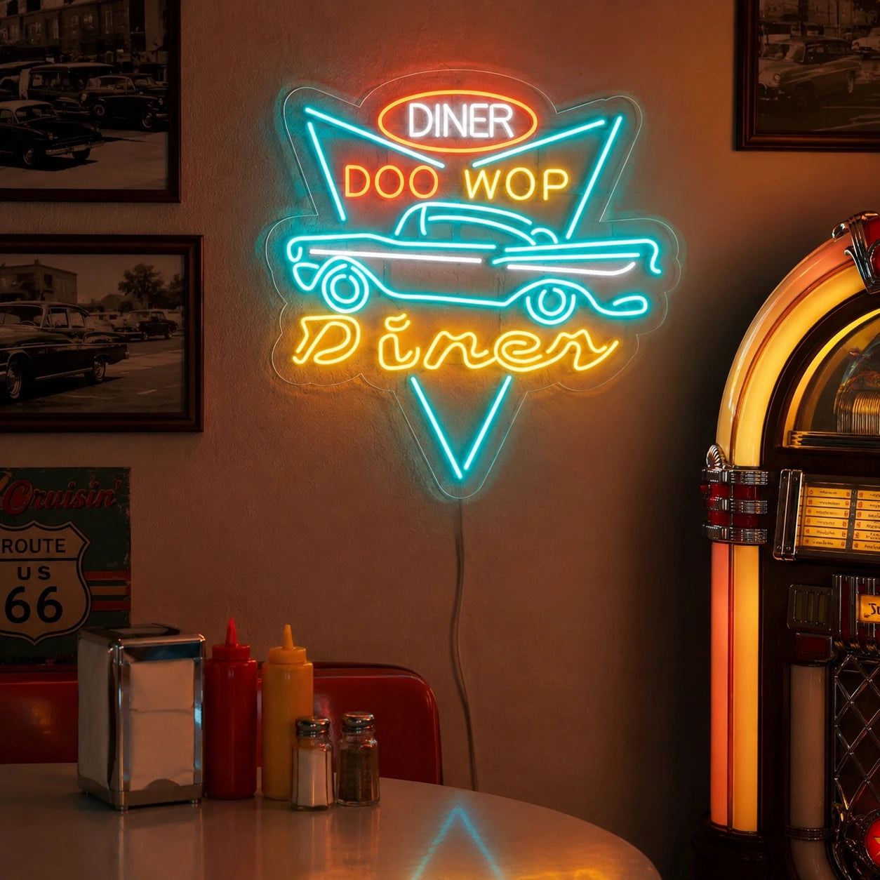 Diner Drive In Neon Sign LED Neon Sign real lifestyle scene
