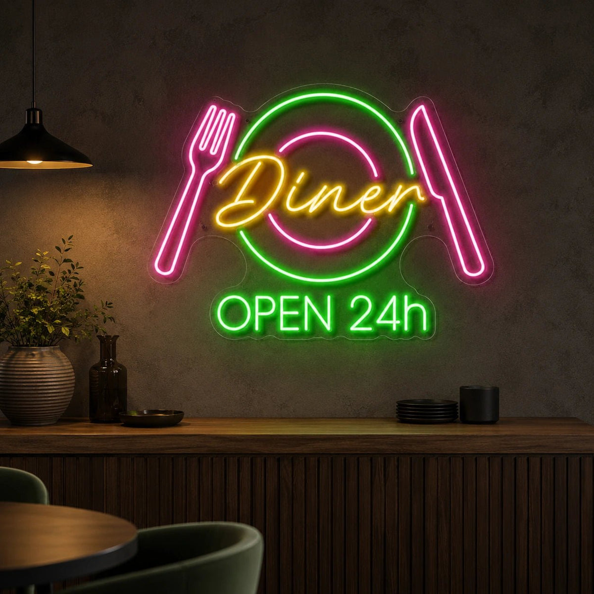 Diner Open 24h Home LED Neon Sign - Shineneon