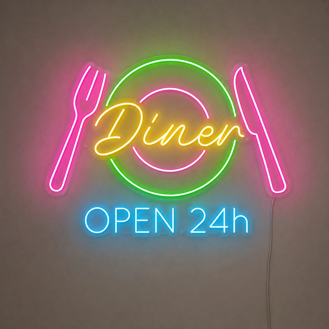 Diner Open Twenty Four Hours Neon Sign LED Neon Sign main product image