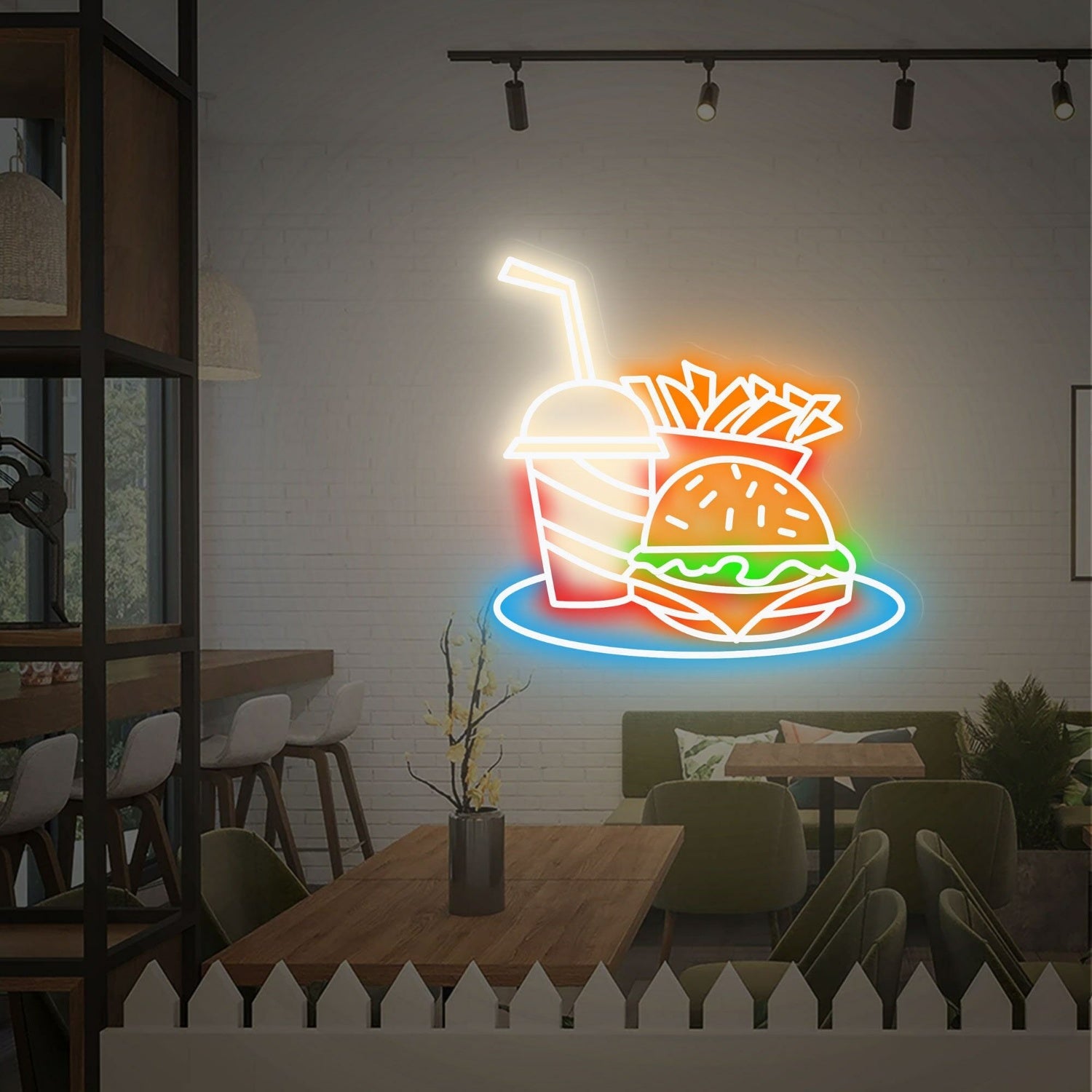 Dining Experience Hamburger Fries Led Neon Sign Restaurants Bars | Shineneon