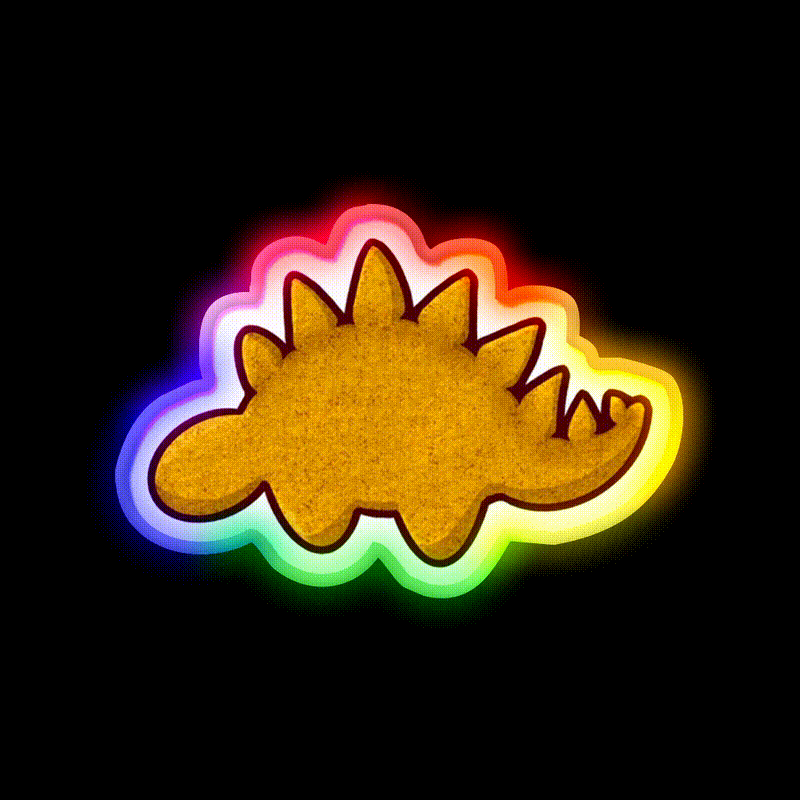 Dino Nugget Steg Snack Food Led Neon Sign Rgb Color - LED neon sign close-up detail