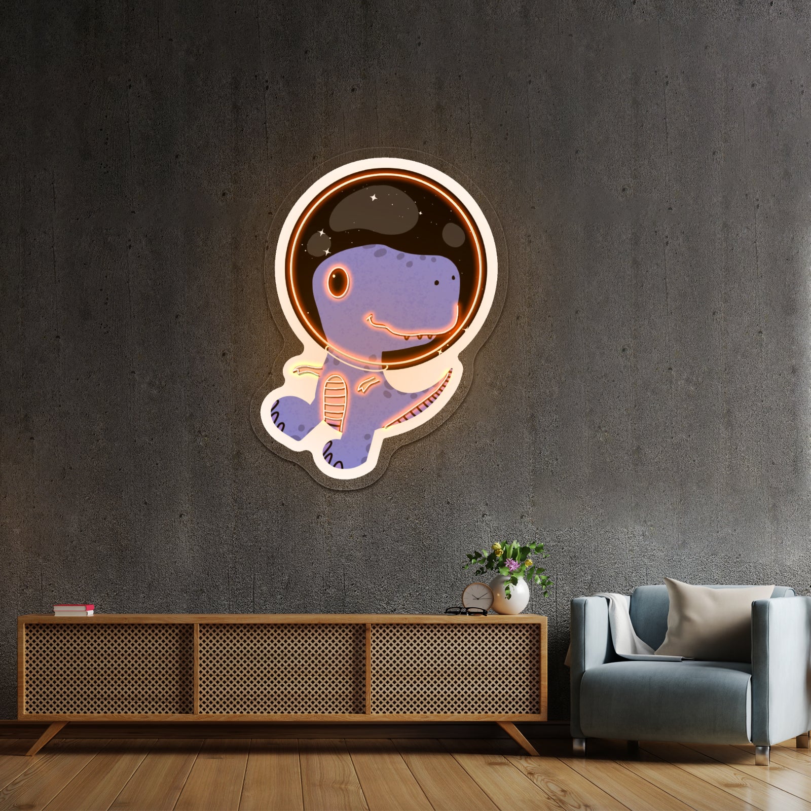 Dinosaur Astronaut Neon Signs Cute Led Signs For Kids
