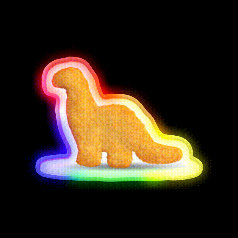Dinosaur Chicken Nugget Brachiosaurus Snack Food Led Neon Sign Rgb Color - LED neon sign close-up detail