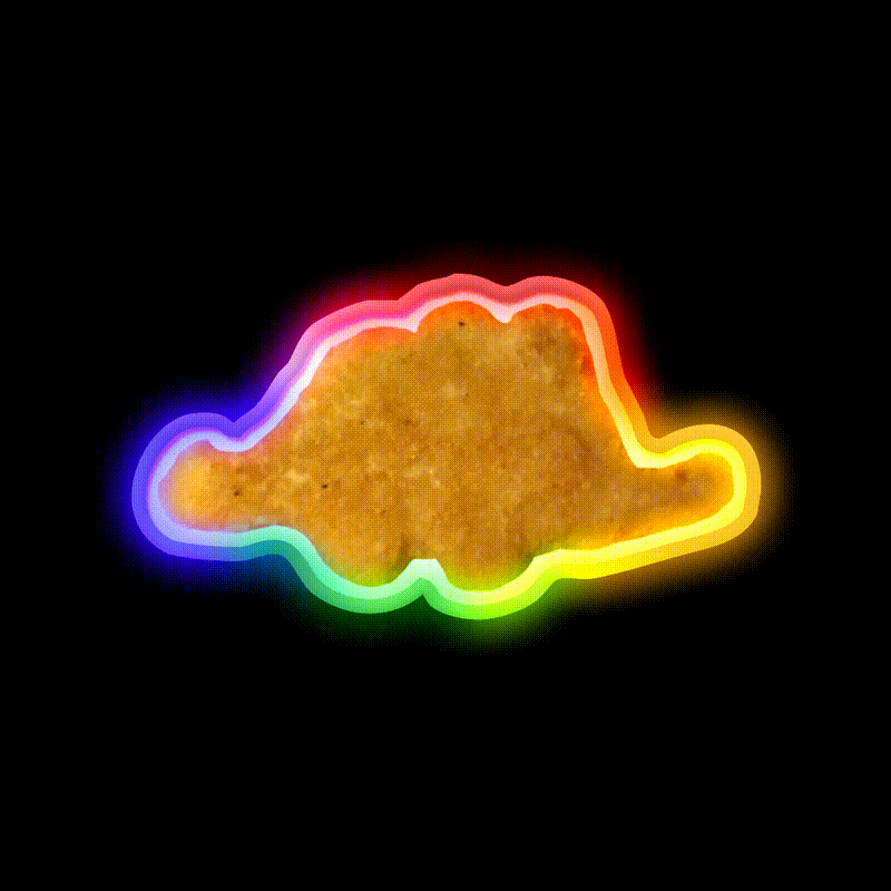 Dinosaur Chicken Nugget Stegosaurus Snack Food Led Neon Sign Rgb Color - LED neon sign close-up detail