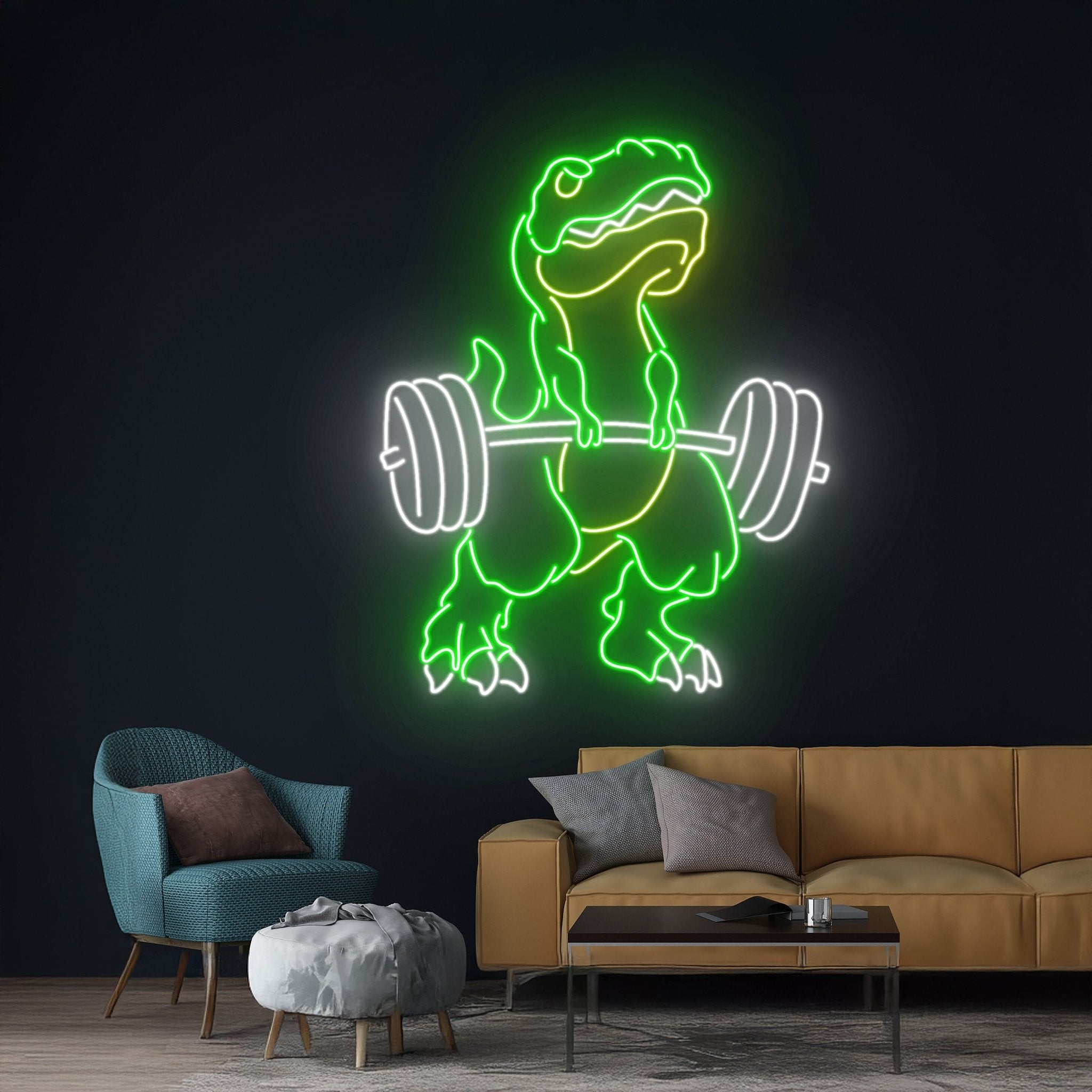 Dinosaur Lifts The Weight Neon Sign - Shineneon