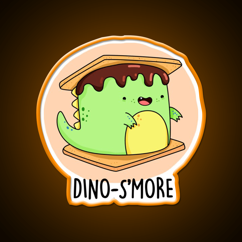 Dinosmore Funny Dinosaur Smore Puns Snack Food Led Neon Sign Rgb Color - Shineneon