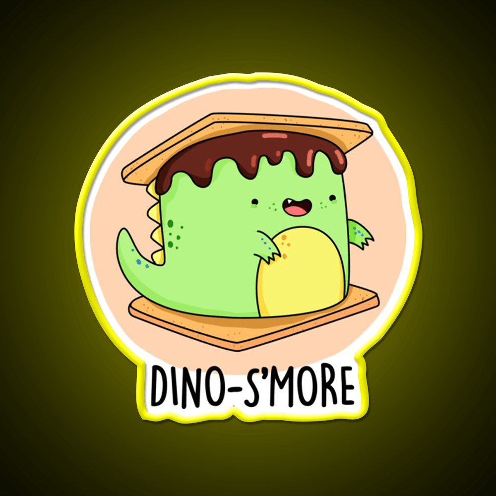 Dinosmore Funny Dinosaur Smore Puns Snack Food Led Neon Sign Rgb Color - Shineneon