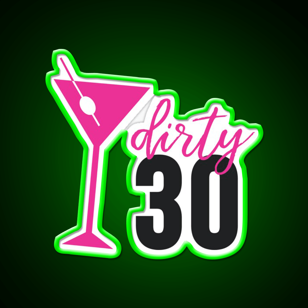 Dirty 30 Birthday Pink Martini Olive Cocktail Bar Decor Led Neon Sign Rgb Color - Shineneon