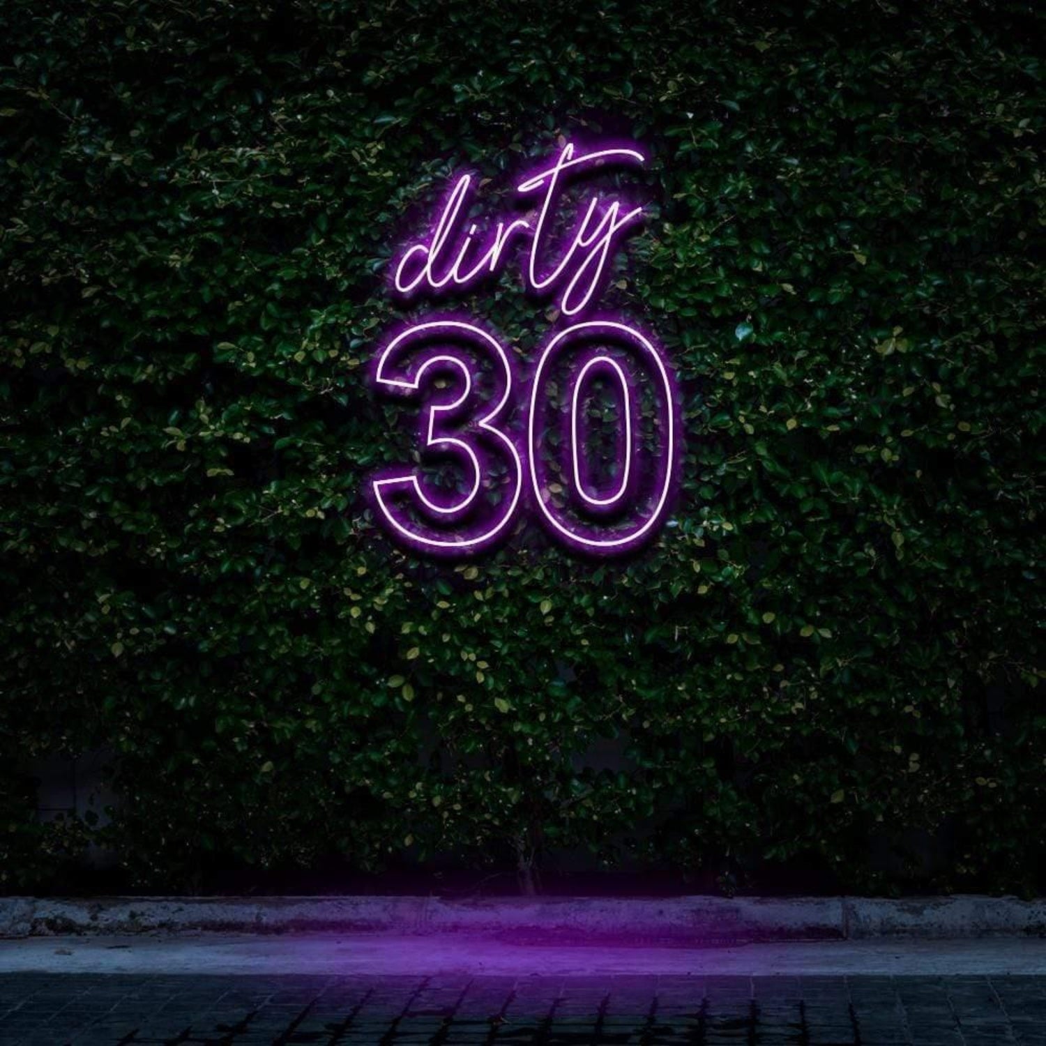 Dirty 30 Pink Led Neon Sign For Birthday Party With Green Wall Background | Shineneon